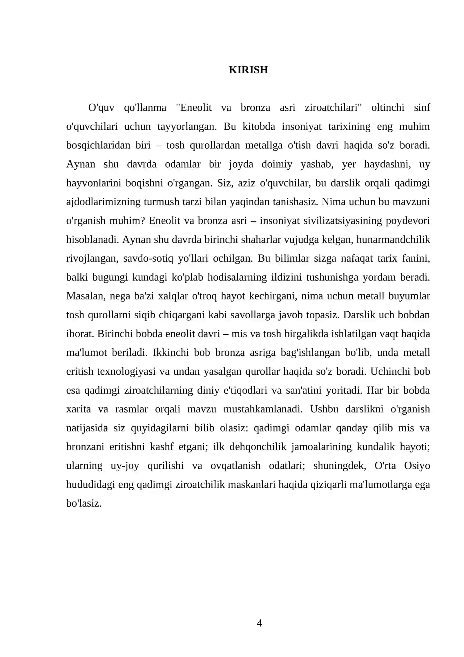 ENEOLIT VA BRONZA ASRI ZIROATCHILARI. 6- SINF 4