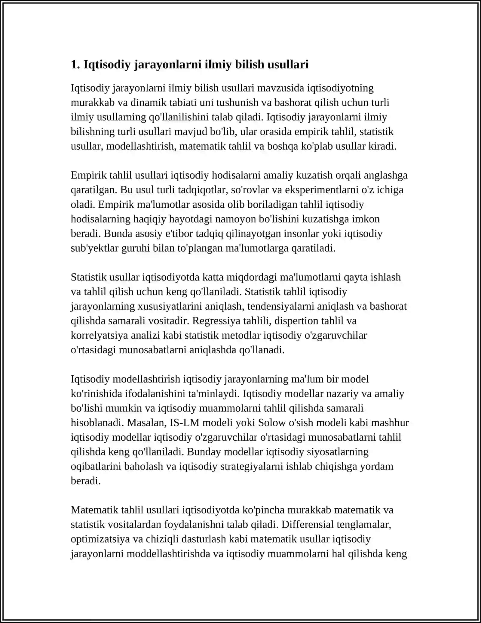 IQTISODIY JARAYONLARNI ILMIY BILISHNING USULLARI 4