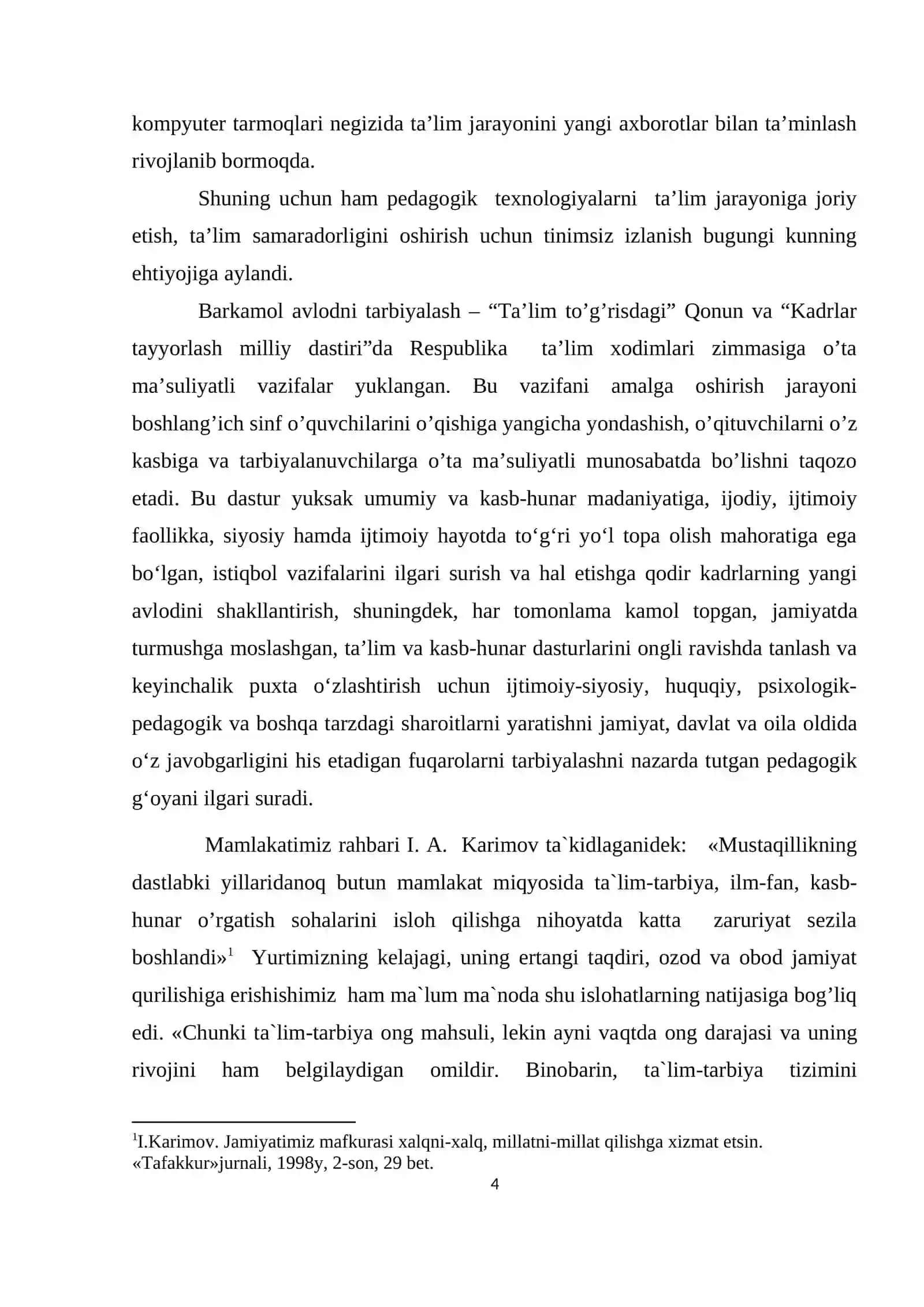 "BOSHLANG’ICH SINF ZAIF ESHITUVCHI O’QUVCHILAR NUTQINI O’STIRISHDA PEDAGOGIK TEXNOLOGIYALARDAN FOYDALANISH" 4