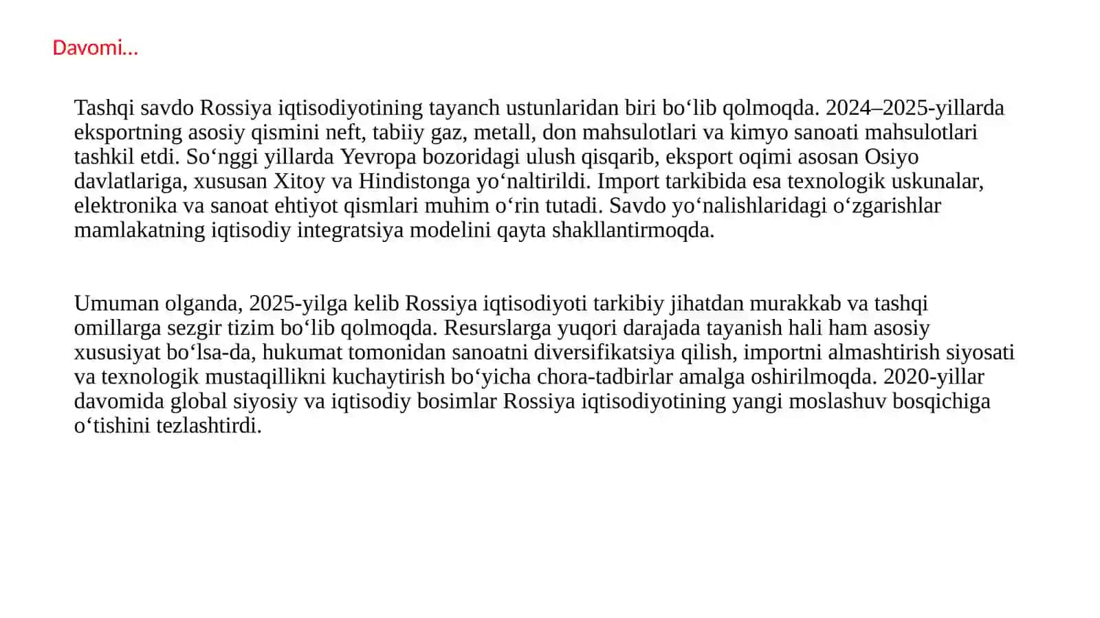 Rossiya iqtisodiyoti va emperik tahlili 4