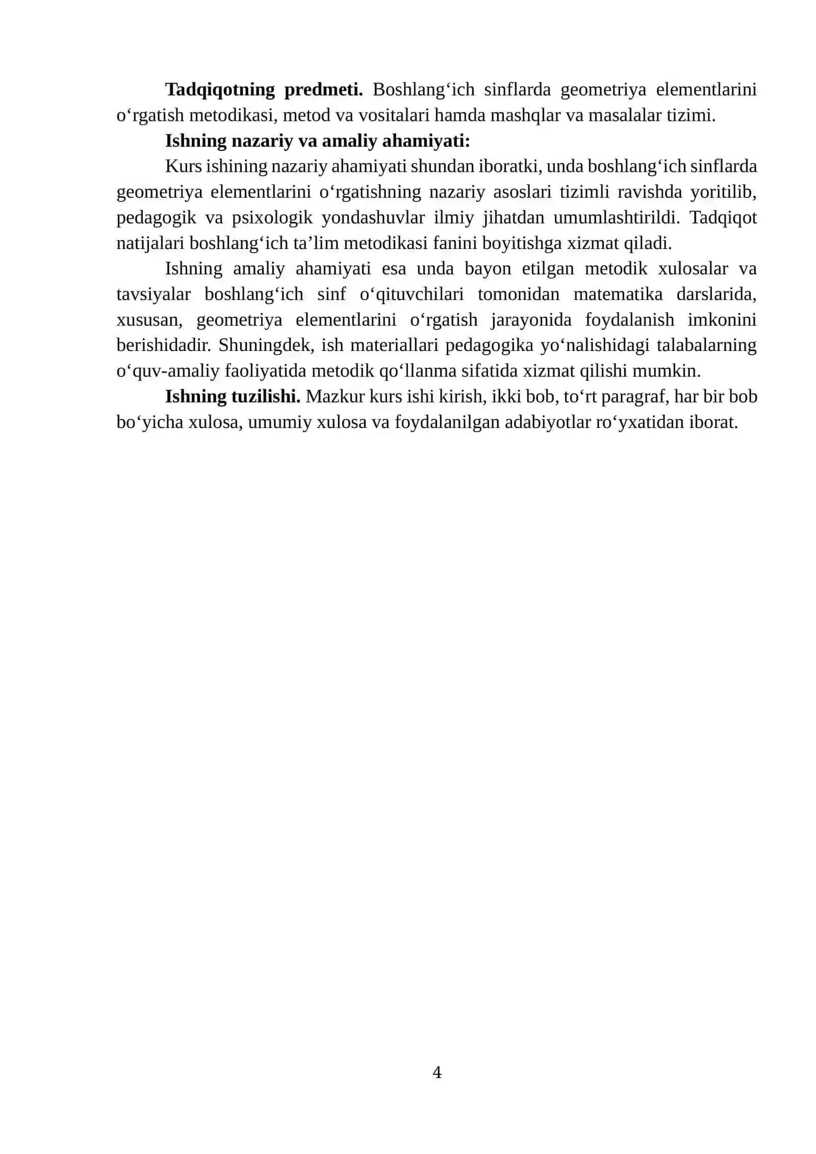 MATEMATIKA O‘QITISH METODIKASI FANIDAN 4
