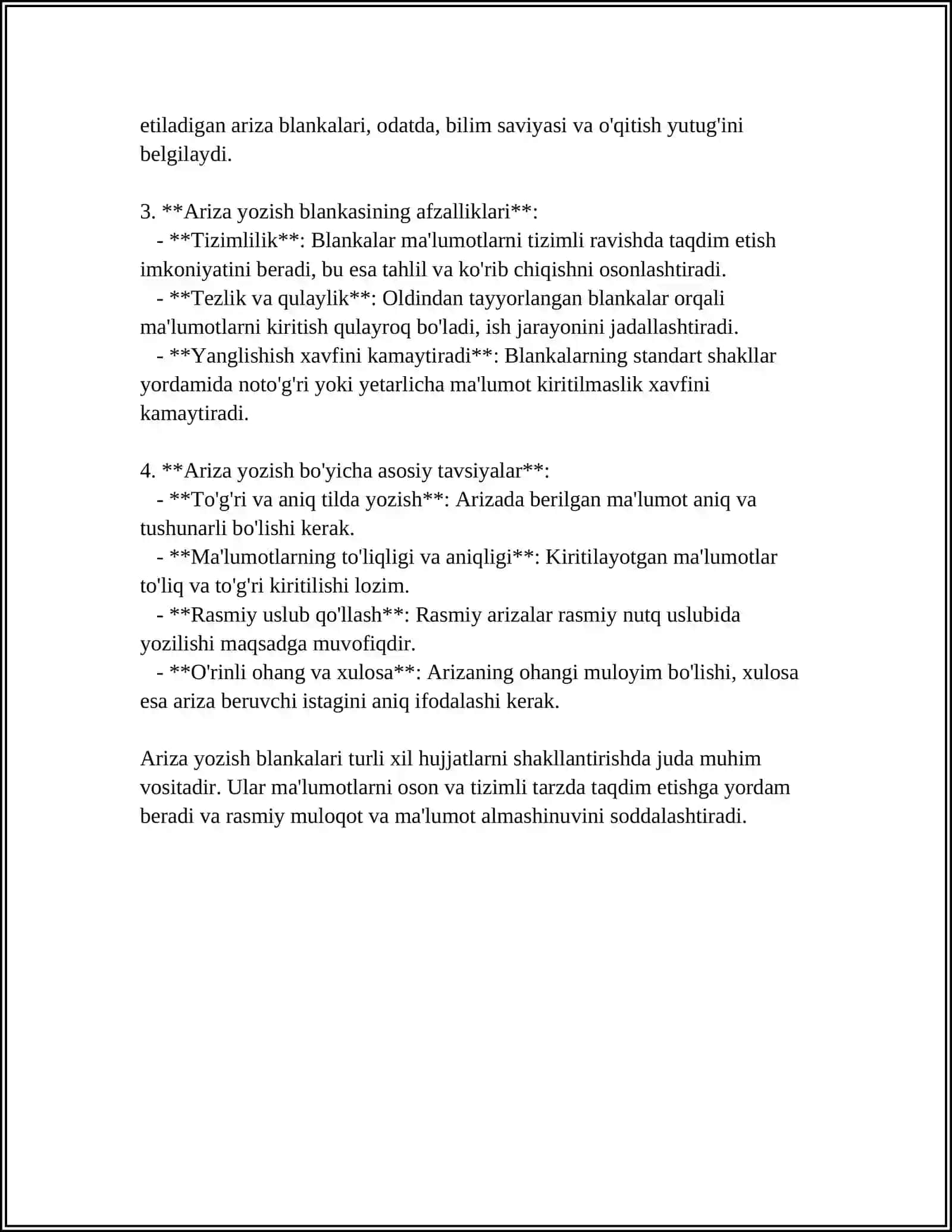 ARIZA YOZISH BLANKASI 4