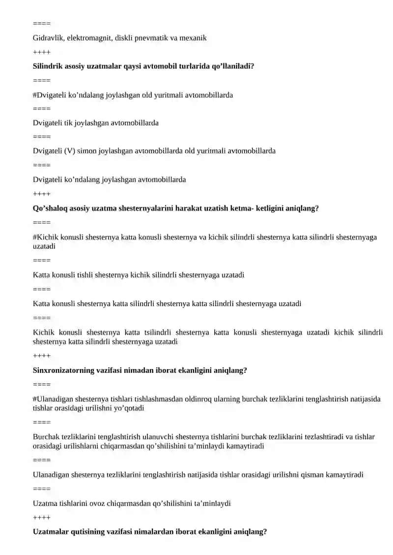 Uzatmalar qutisidagi uzatishlar 4