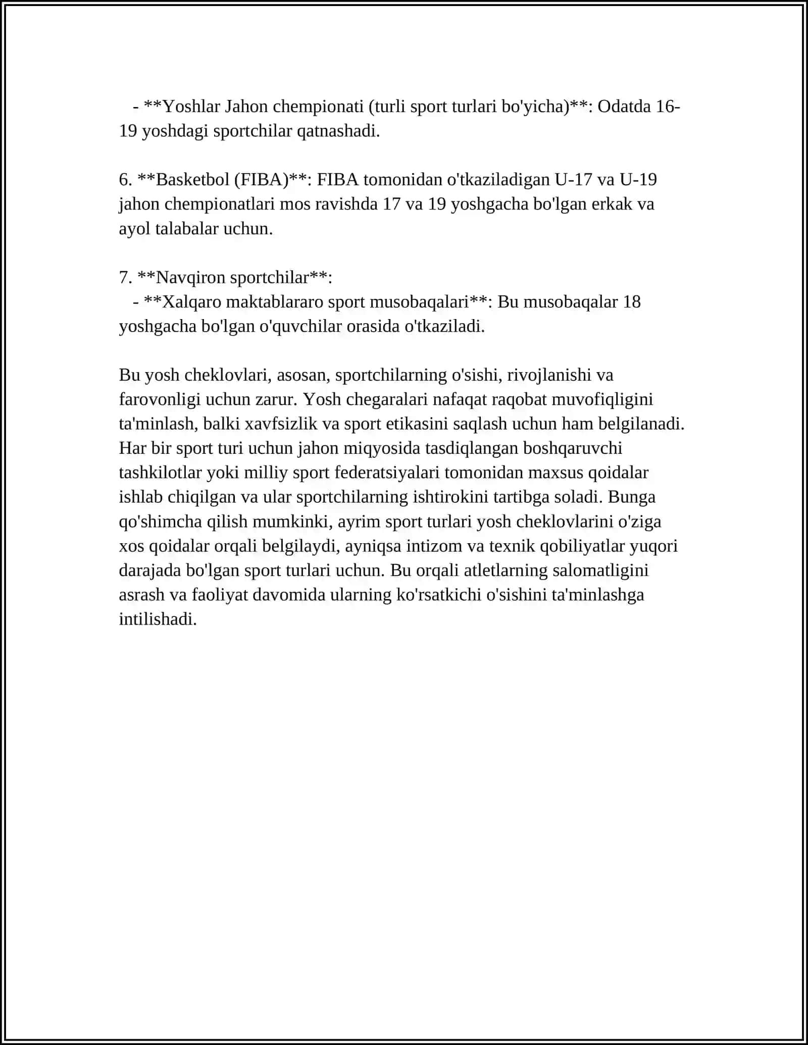 MUSOBAQALARDA ISHTIROK ETIVCHI SPORTCHILARNING YOSHI VA VAZN TOIFALARI 4