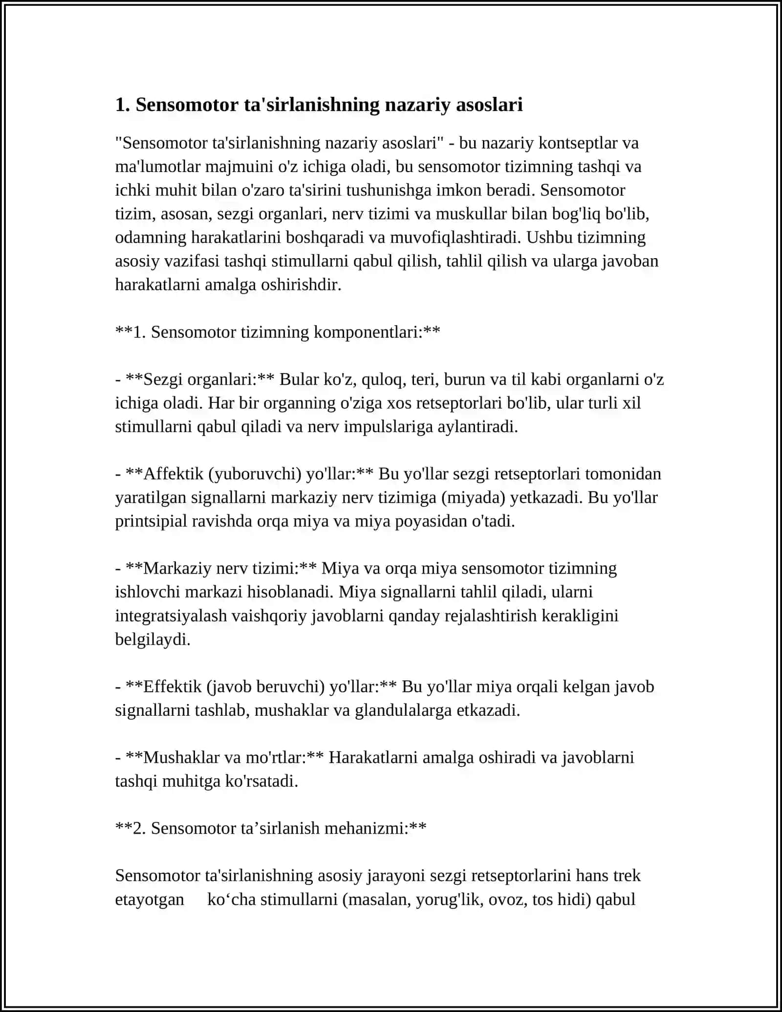 Sensomotor ta'sirlanish va diqqatni o'rganish uchun metodikalar 4