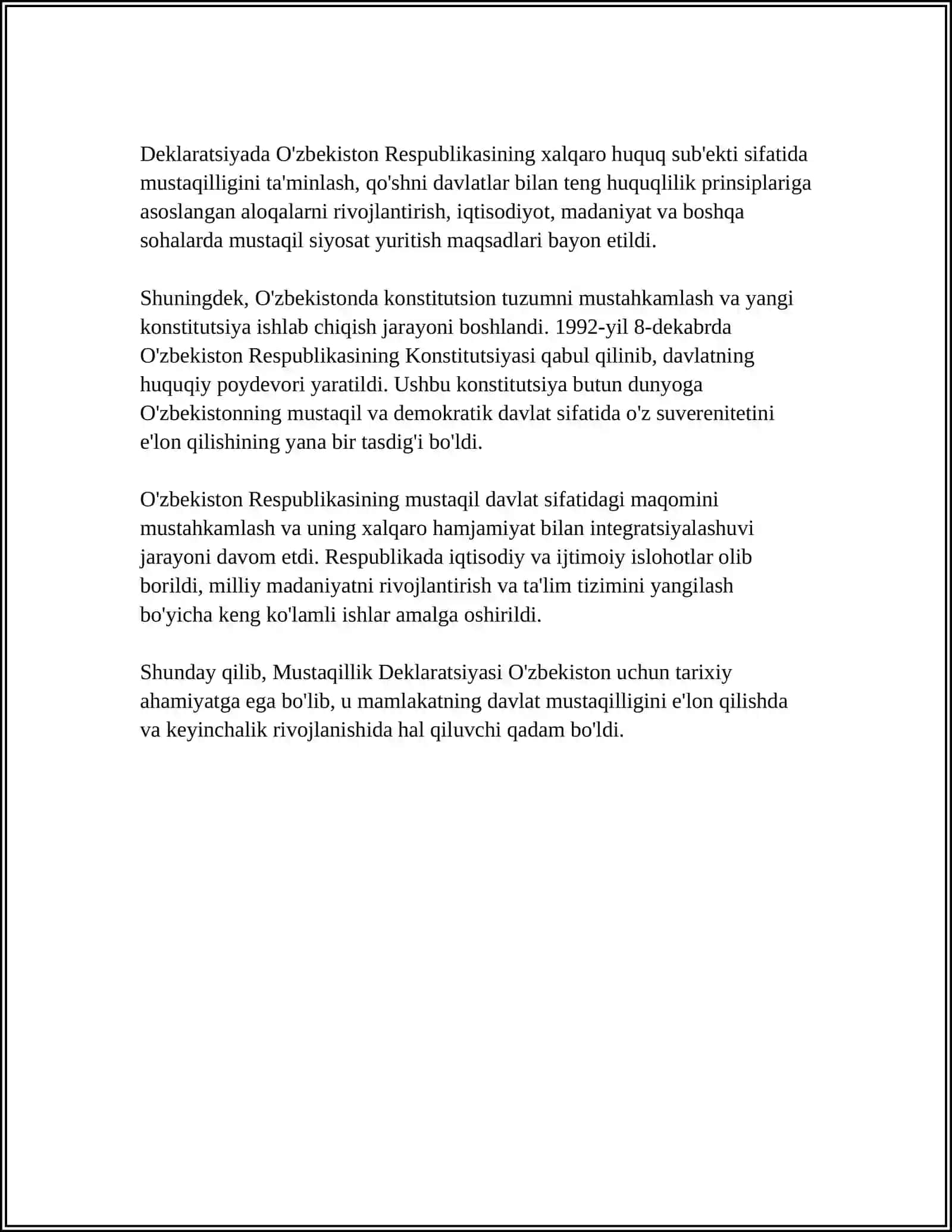 MUSTAQILLIGIMIZNING ILK HUQUQIY ASOSLARINING YARATILISHI 4