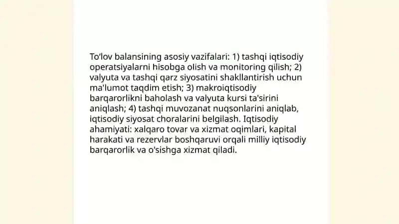 To'lov balansining mohiyati va tarkibi 4