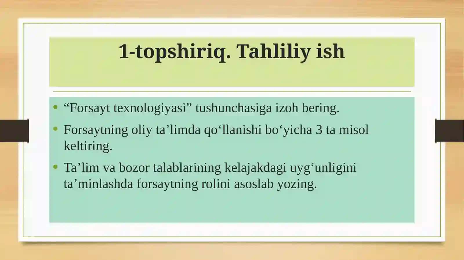 Forsayt texnologiyalar—oliy taʼlim tizimida 4