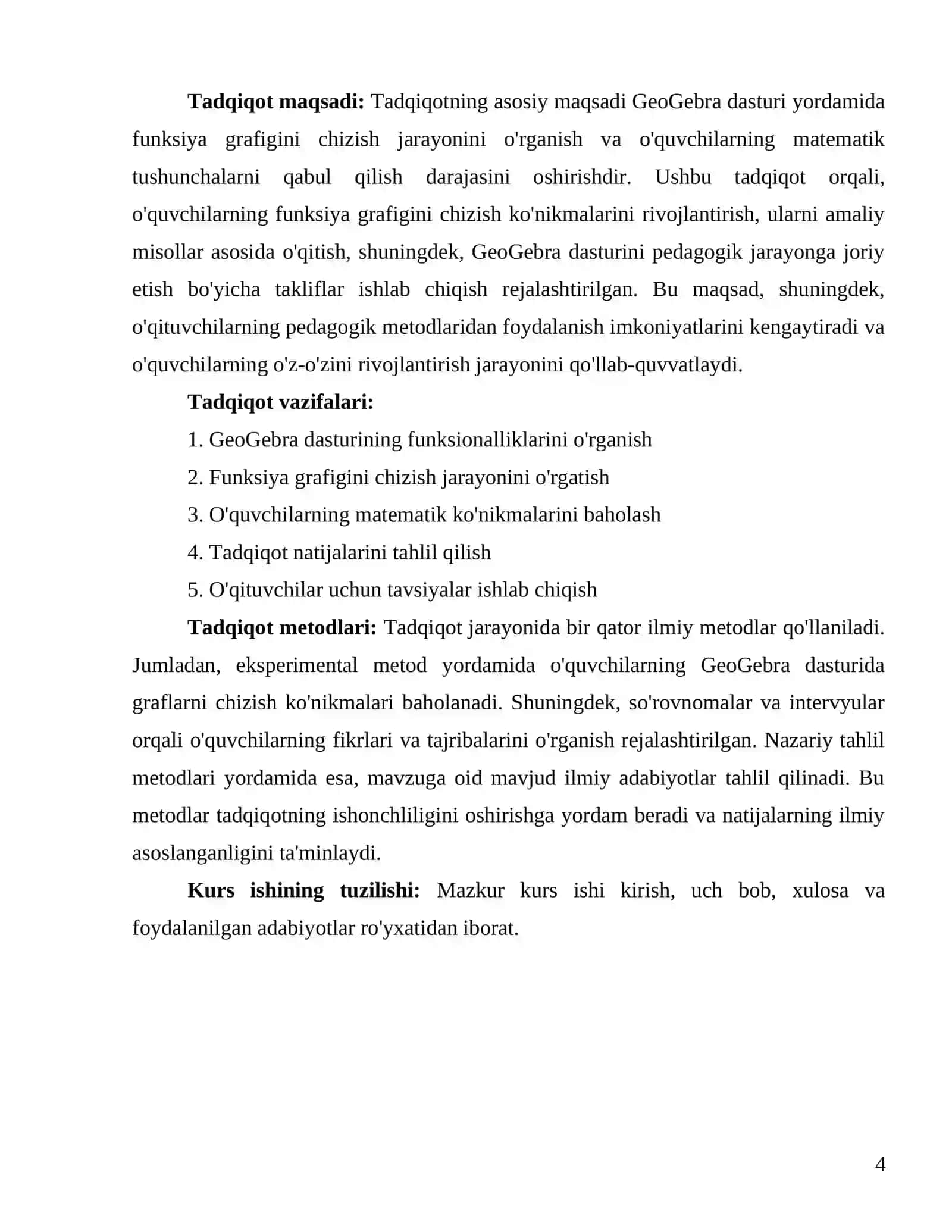 Funksiya grafigini chizish mavzusini GeoGebra dasturi yordamida o’qitish 4