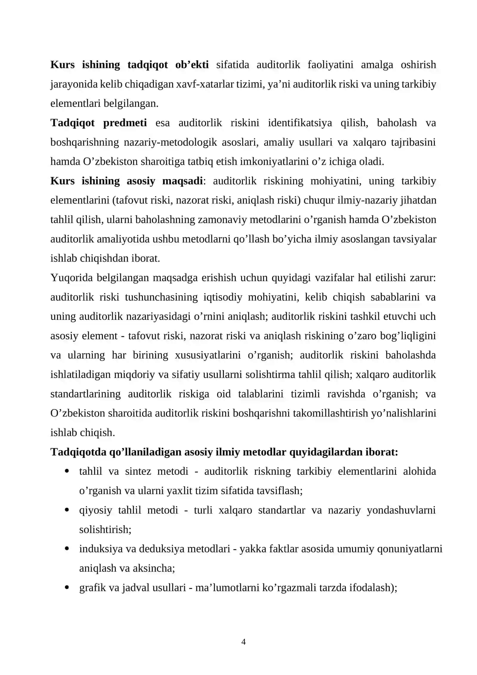Auditorlik riski, uning elementlari va ularni baholash 4