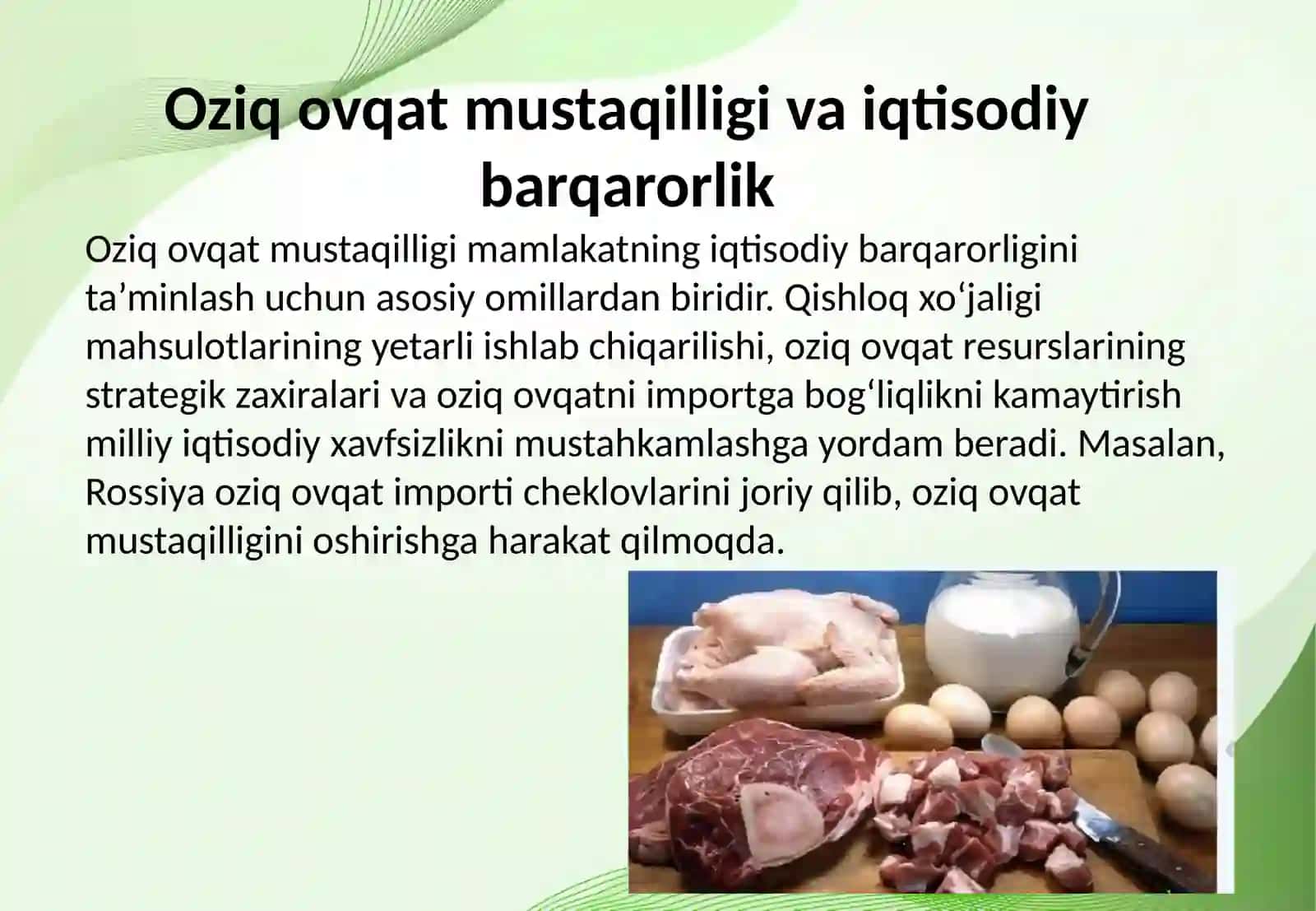 Milliy iqtisodiy xavfsizlik va oziq ovqat mustaqilligi o‘rtasidagi bog‘liqlik 4