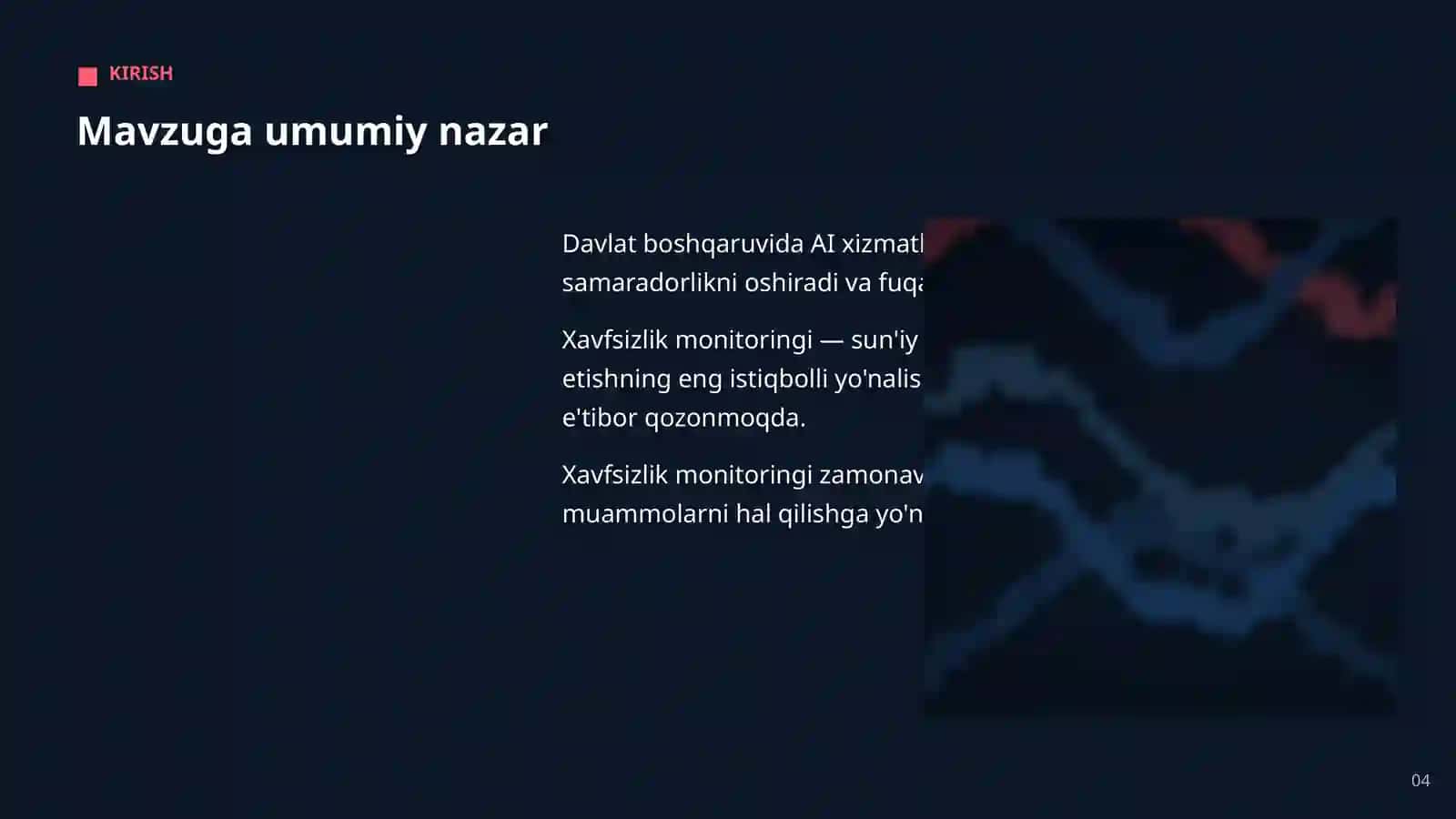 Xavfsizlik monitoringi — amaliy joriy etish (AI davlat boshqaruvida) 4