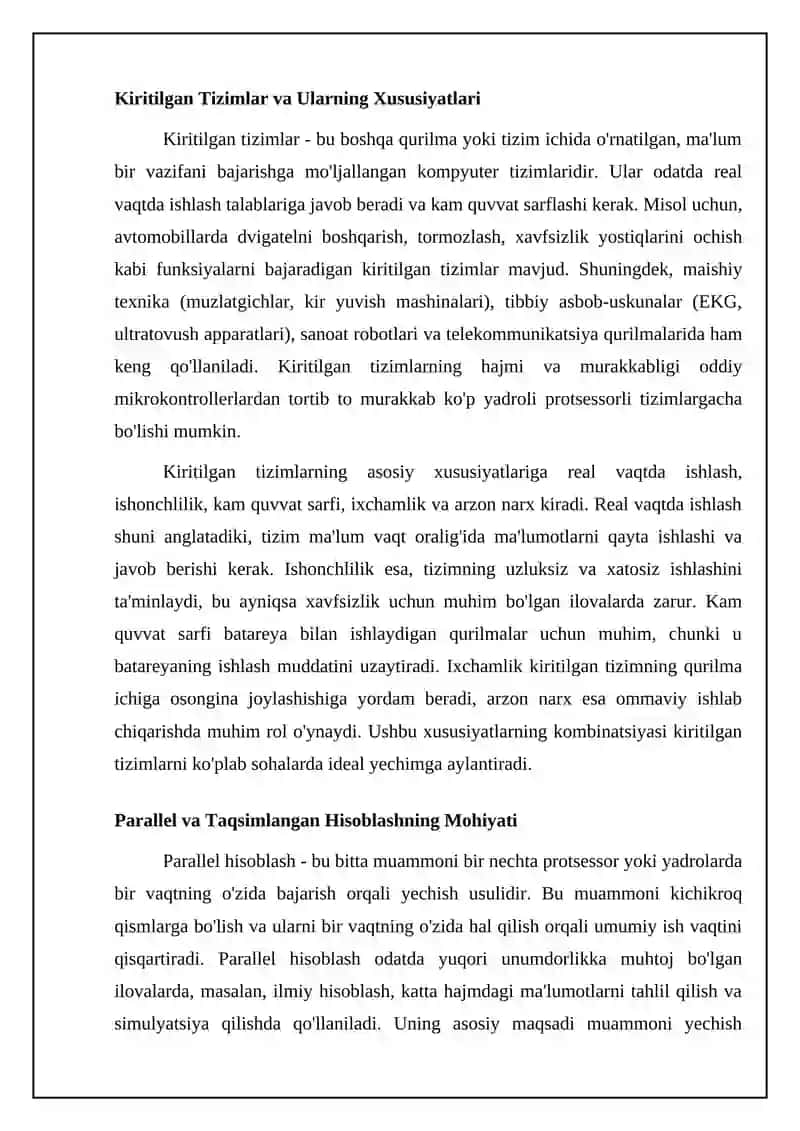 O‘rnatilgan tizimlarda taqsimlangan va parallel ishlav berish 4