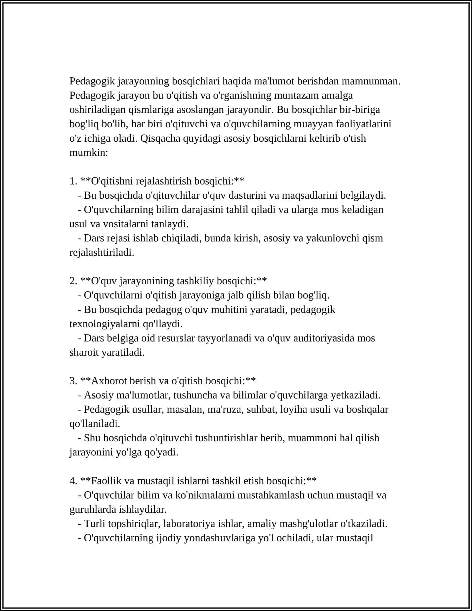 YAXLIT PEDAGOGIK JARAYON VA UNING ETAPLARI 4