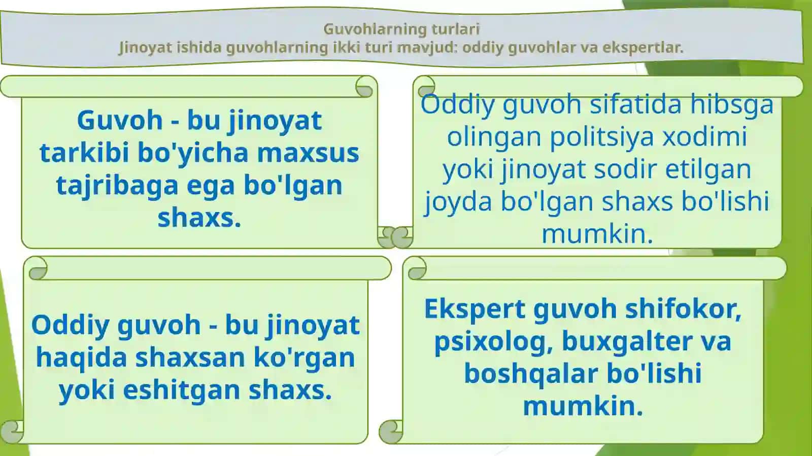 Guvohlar va ulardan foydalanish va qo'llanilishi. Kognitiv nazariya 4