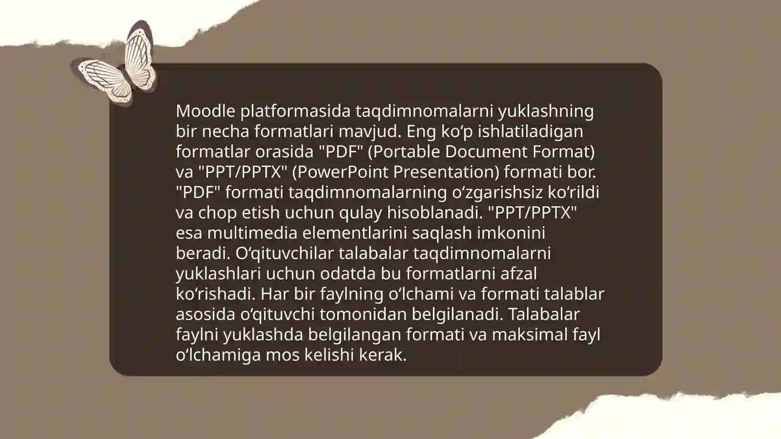 Moodle platformasida taqdimnoma joylashni o'rganish 4