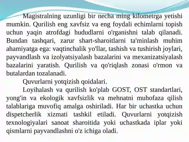 Magistral quvurlarni yotqizish 4