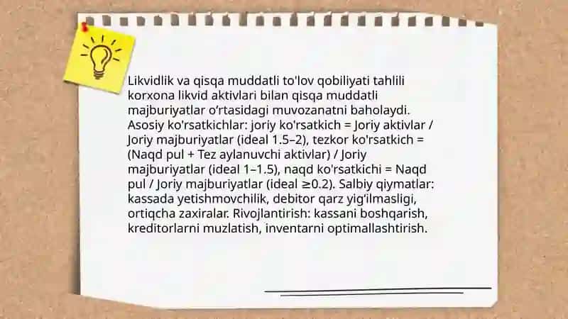 Moliyaviy va boshqaruv tahlili 4
