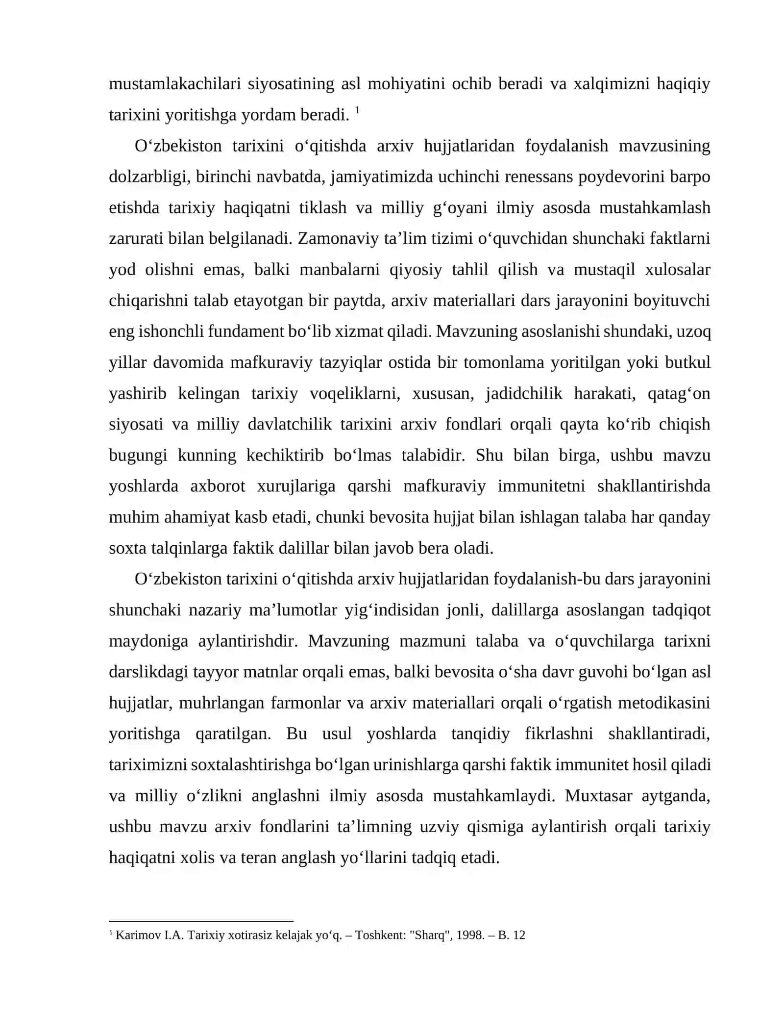 O’zbekiston tarixini o’qitishda tarixiy manbalar arxiv hujjatlaridan foydalanish 4