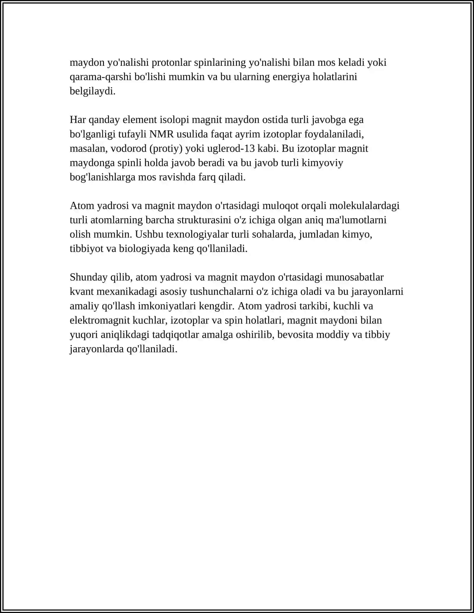 ATOMLARNING MAGNIT MAYDONDA ENERGETIK SATHLARINING AJRALISHLARINI O‘RGANISH 4