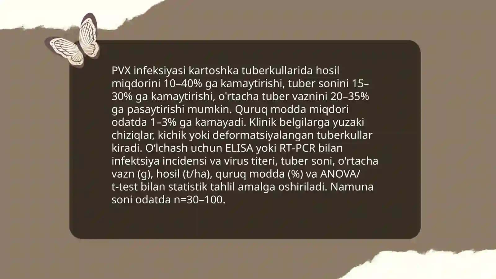 Kartoshka virus kasalliklarining hosil sifati va miqdoriga taʼsirini oʻrganish 4