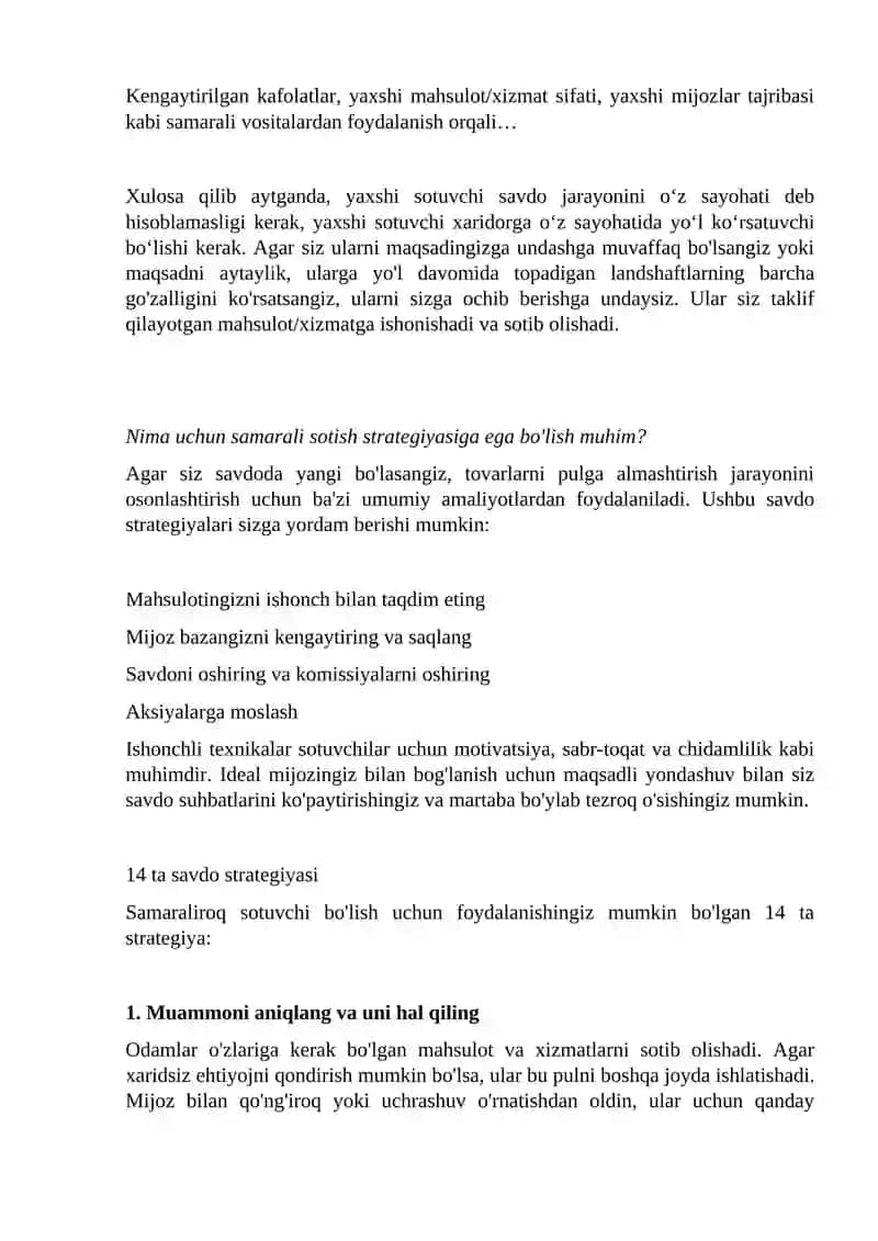 Mahsulot va xizmatlarni sotish strategiyasi 4
