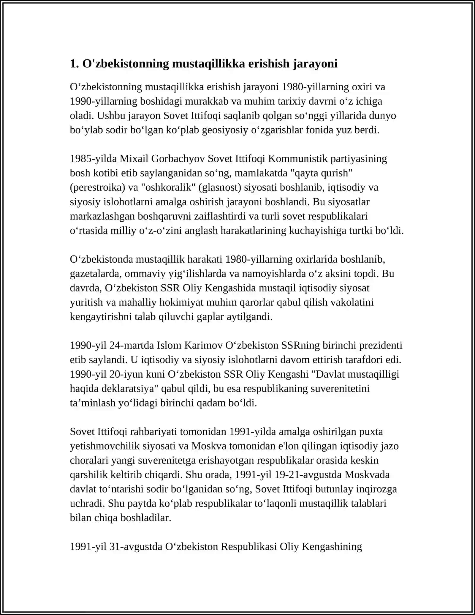 O'ZBEKISTONNING O'ZIGA XOS ISTIQLOL TARAQQIYOT YO'LI 4