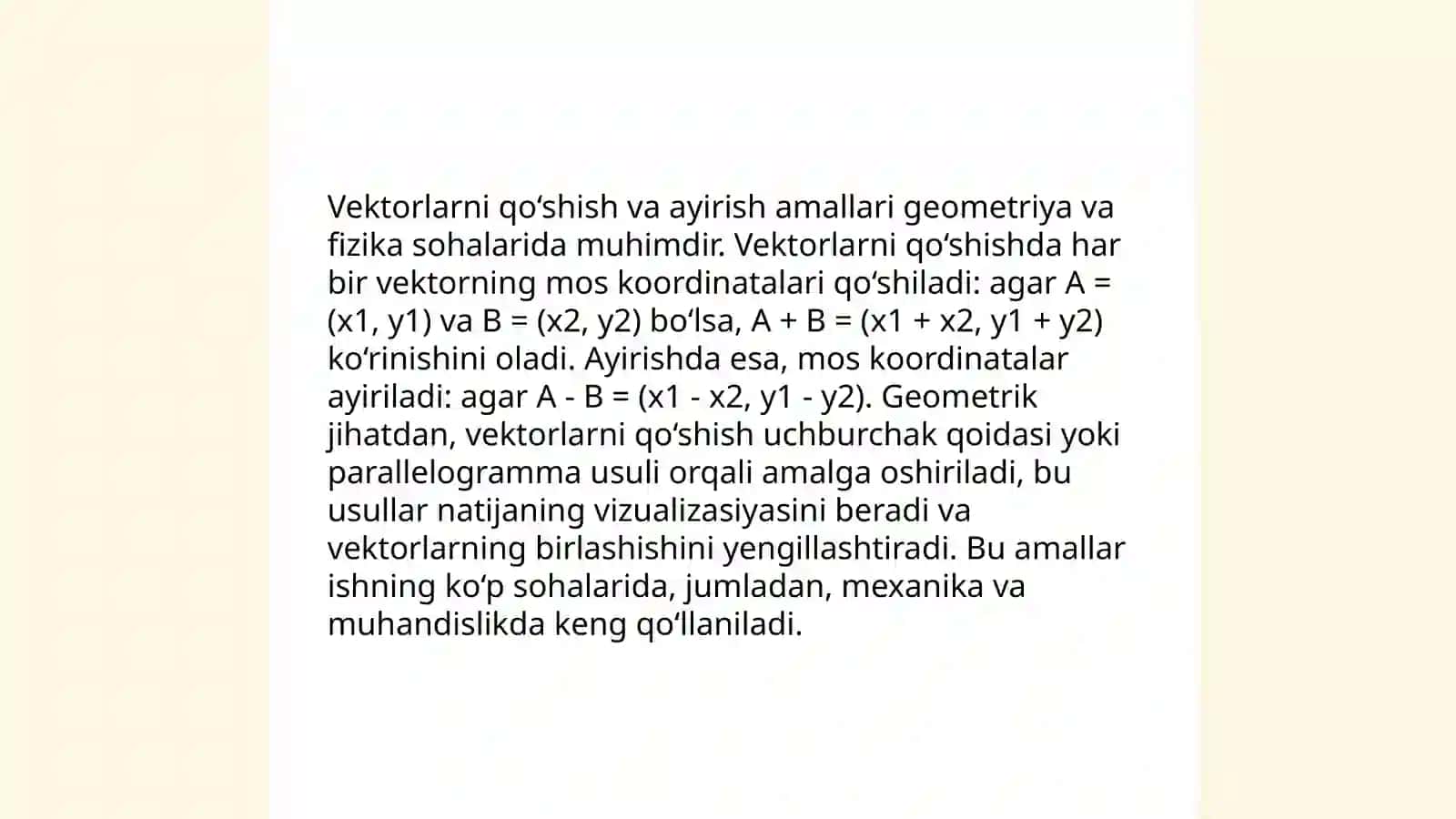 Vektor va tenzor analiz elementlari maʼnosini tushuntiring 4