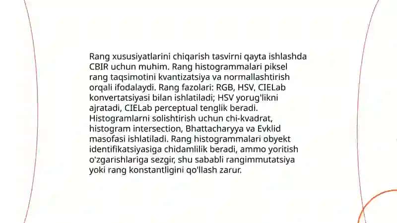Kontentga asoslangan tasvirni qidirishda tasvirni qayta ishlash roli 4