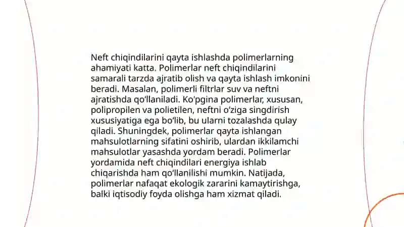 Maxsus xossali polimerlarning neft va gaz sanoatida qoʻllanilishi 4