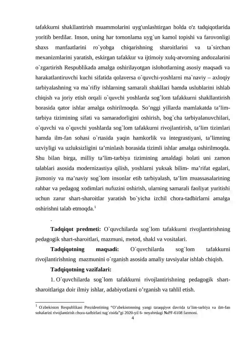 Inson tafakkurini o'rganish 4
