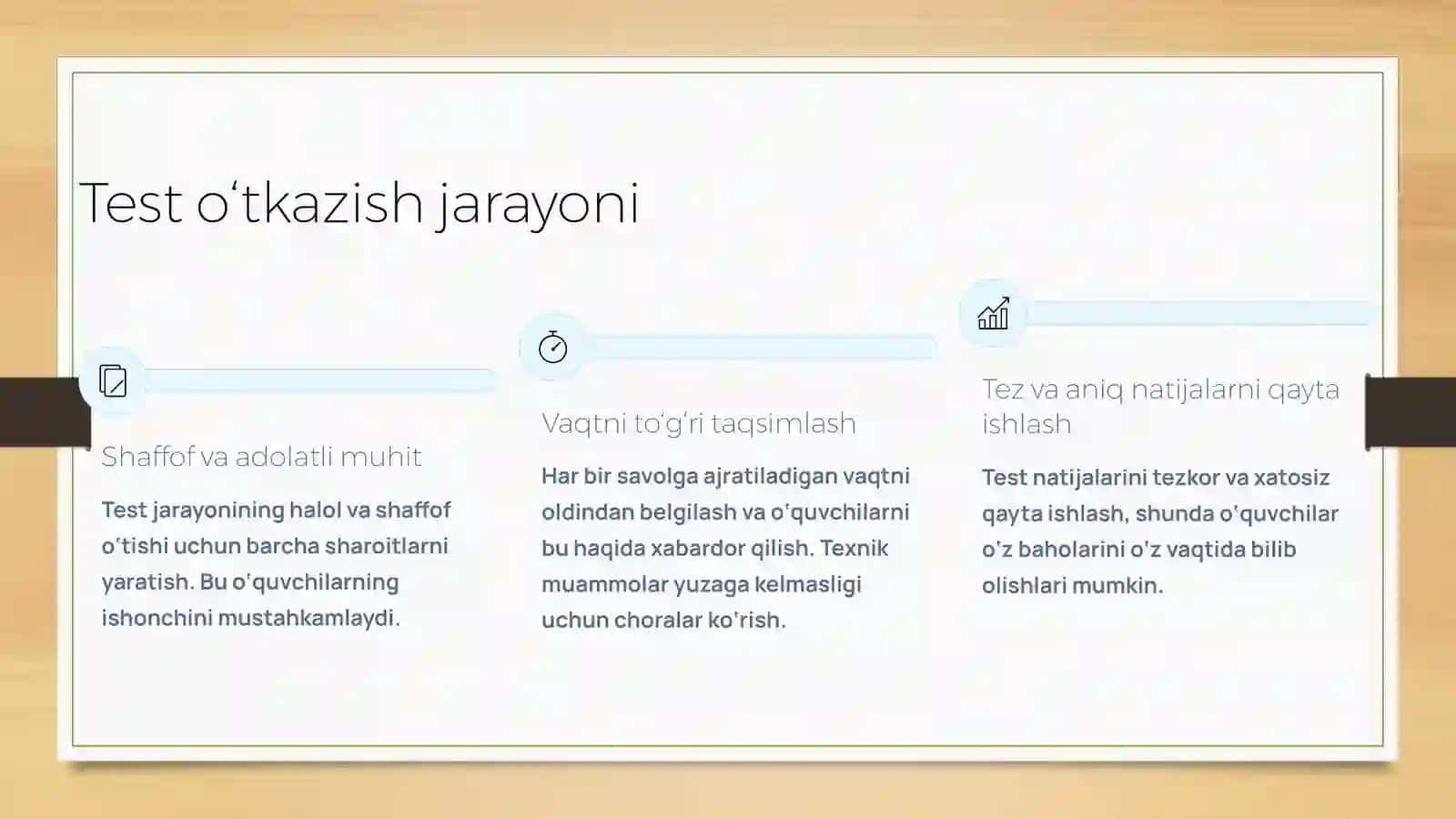 Testlar tuzish va o‘tkazish javoblarini muxokama qilish 4
