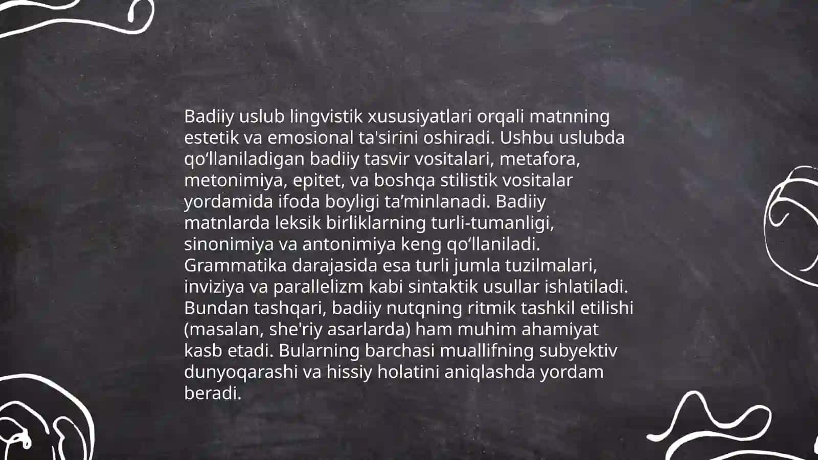 Badiiy uslub. Badiiy uslubga xos matnlar tahlili 4