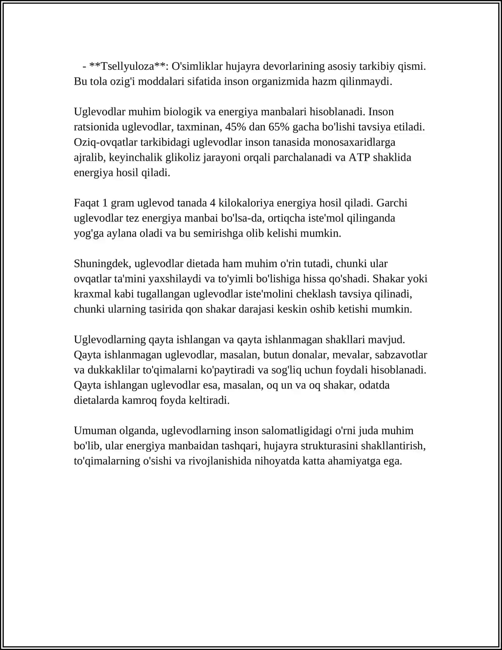 UGLEVODLAR BIOKIMYOSI,FUNKSIYASI VA ALMASHINUVI 4