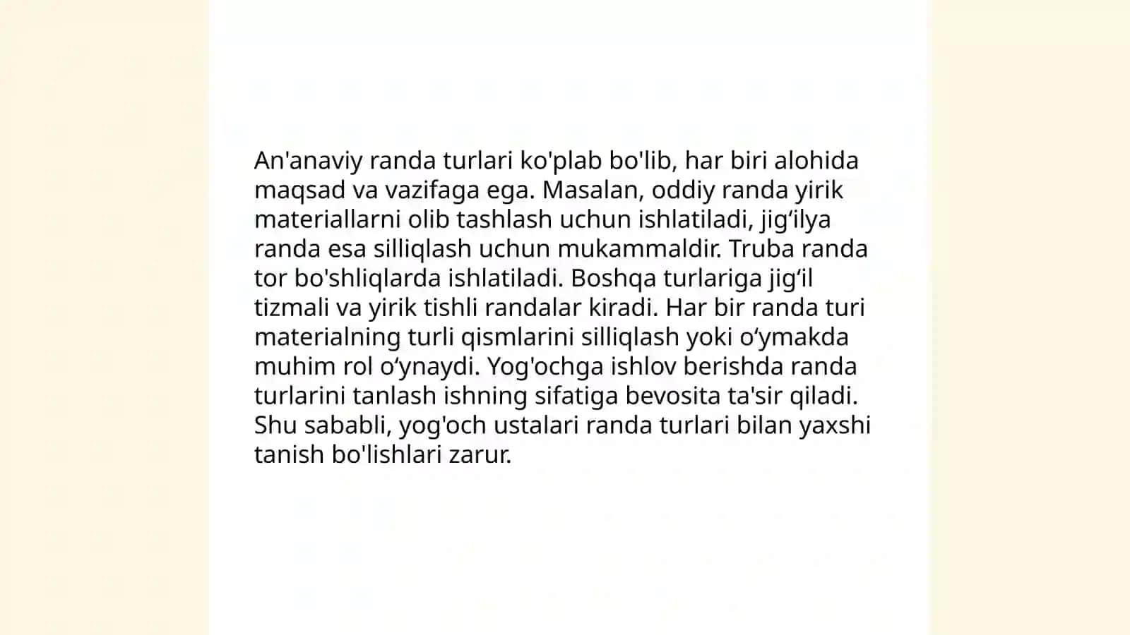 Randa turlari, ularni ishga tayyorlash qoidalari 4