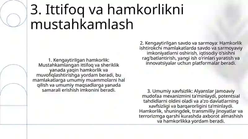 O‘Zaro Manfaatli Va Amaliy Tashqi Siyosat Sohasidagi Ustuvor Yo'Nalishlar 4