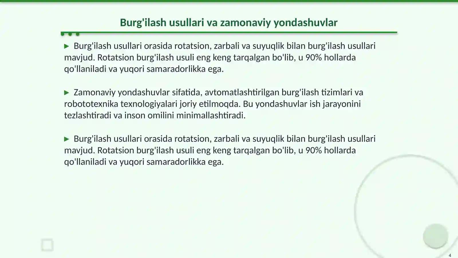 Quduqlar konstruksiyalari va burg'ilash ishlari texnologiyalari bo'yicha talablar 4