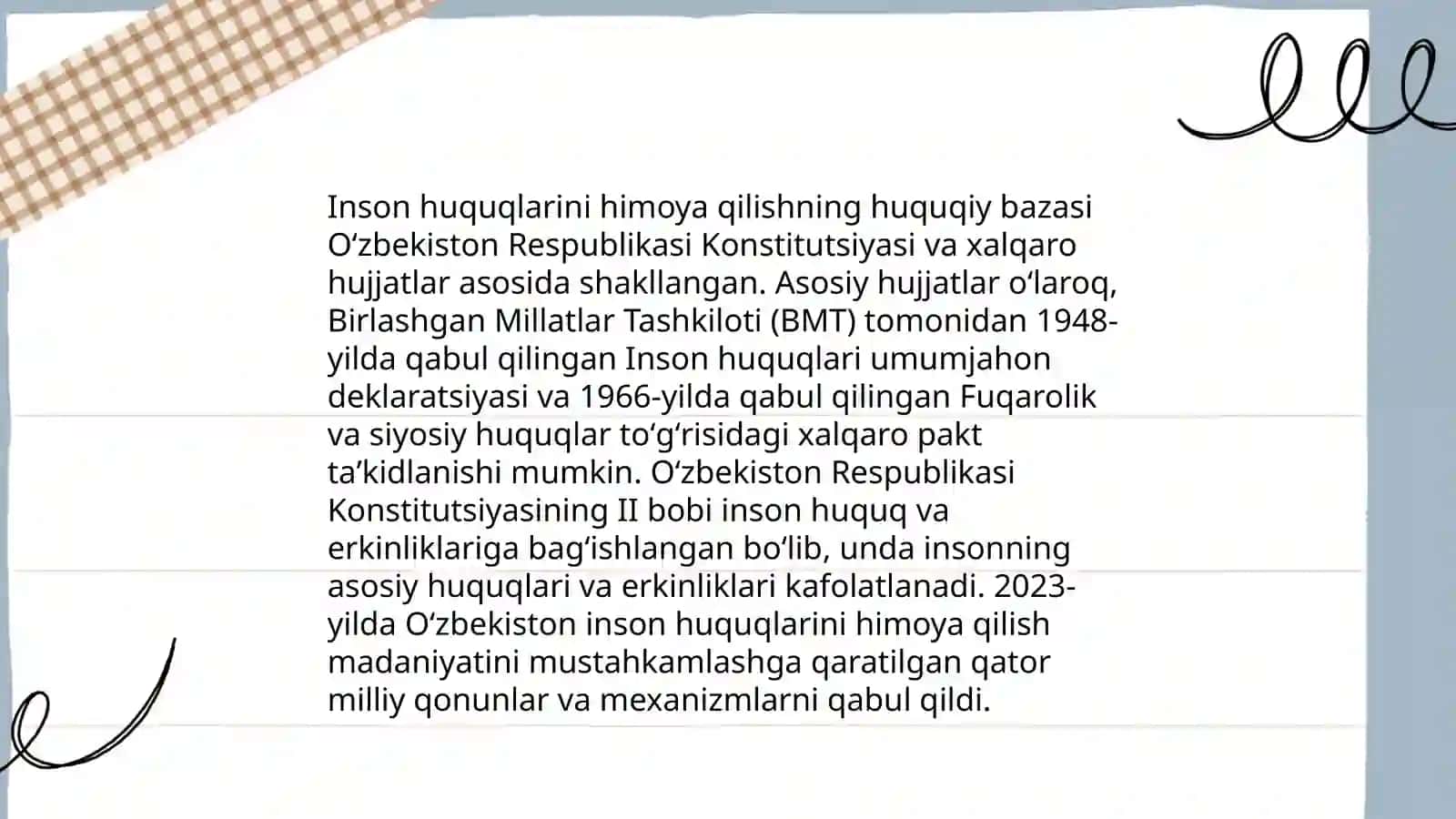 O'zbekistonda inson huquqlari va erkinliklari kafolatining yaratilishi 4