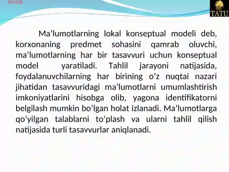 Ma’lumotlar bazasini rejalashtirish, loyihalash va adminstratorlash 4