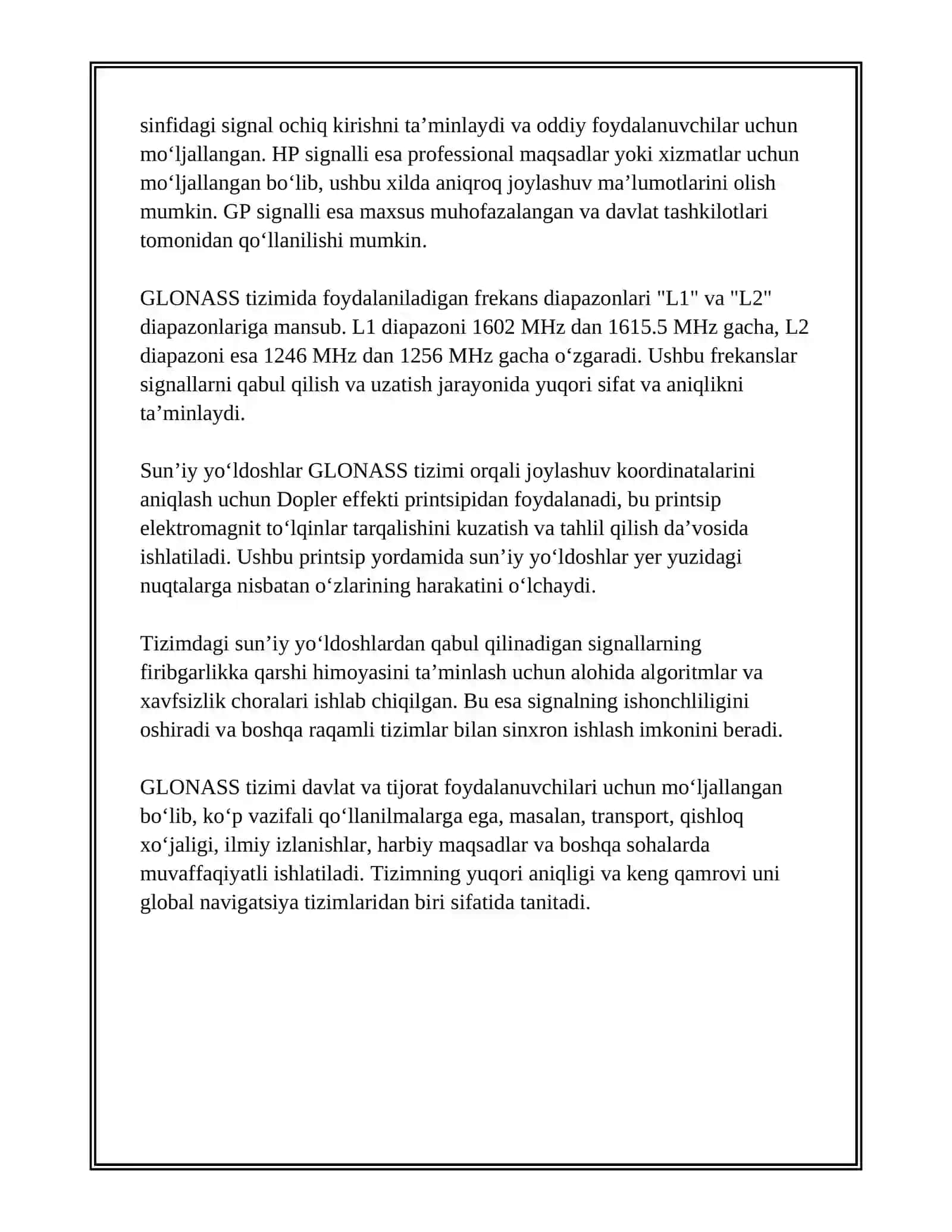 GLONASS PARRAMTERLARI XAQIDA MALUMOT 4