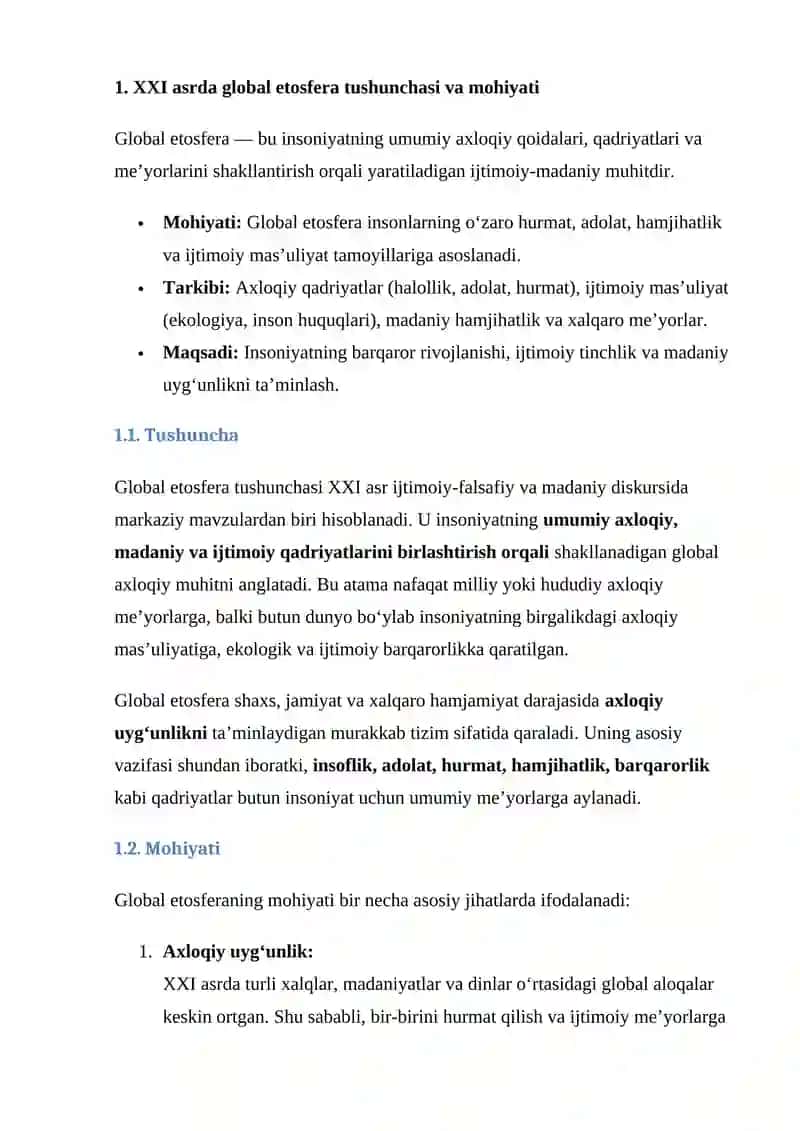 XXI ASRLARDA GLOBAL ETOSFERA (AXLOQIY MUHIT) YARATISH ZARURIYATI 4