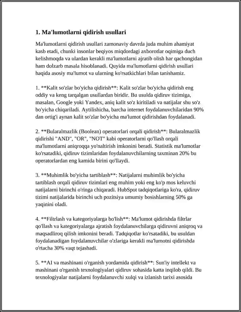 MA’LUMOTLARNI QIDIRISH USULLARI 4