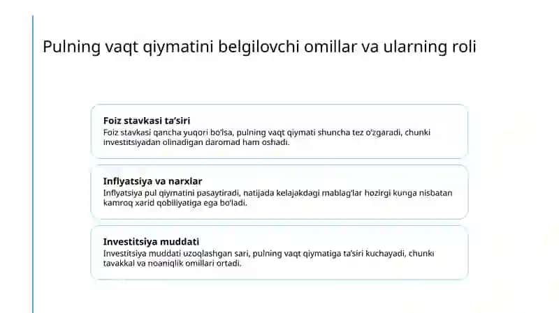 Investitsiyalashni baholash (pulning vaqt qiymati) 4