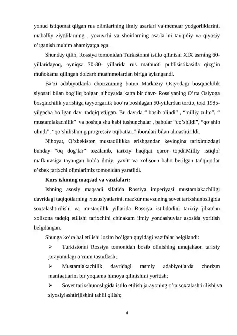 CHOR ROSSIYASINING O'RTA OSIYO XONLIKLARINI BOSIB OLINISHIGA OID TADQIQOTLAR 4