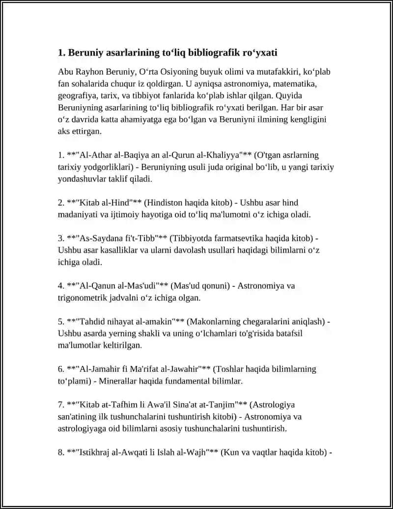 Beruniy asarlarining toʻliq bibliografik roʻyxati 4