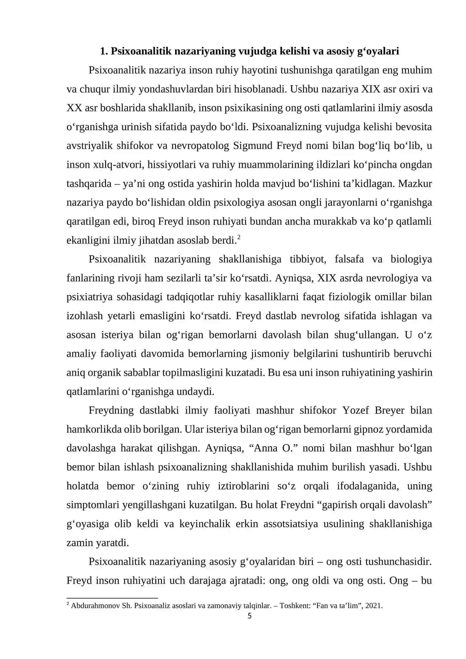Psixoanalitik nazariya va uning interpretatsiyalari (Sigmund Freyd konsepsiyasi asosida) 4