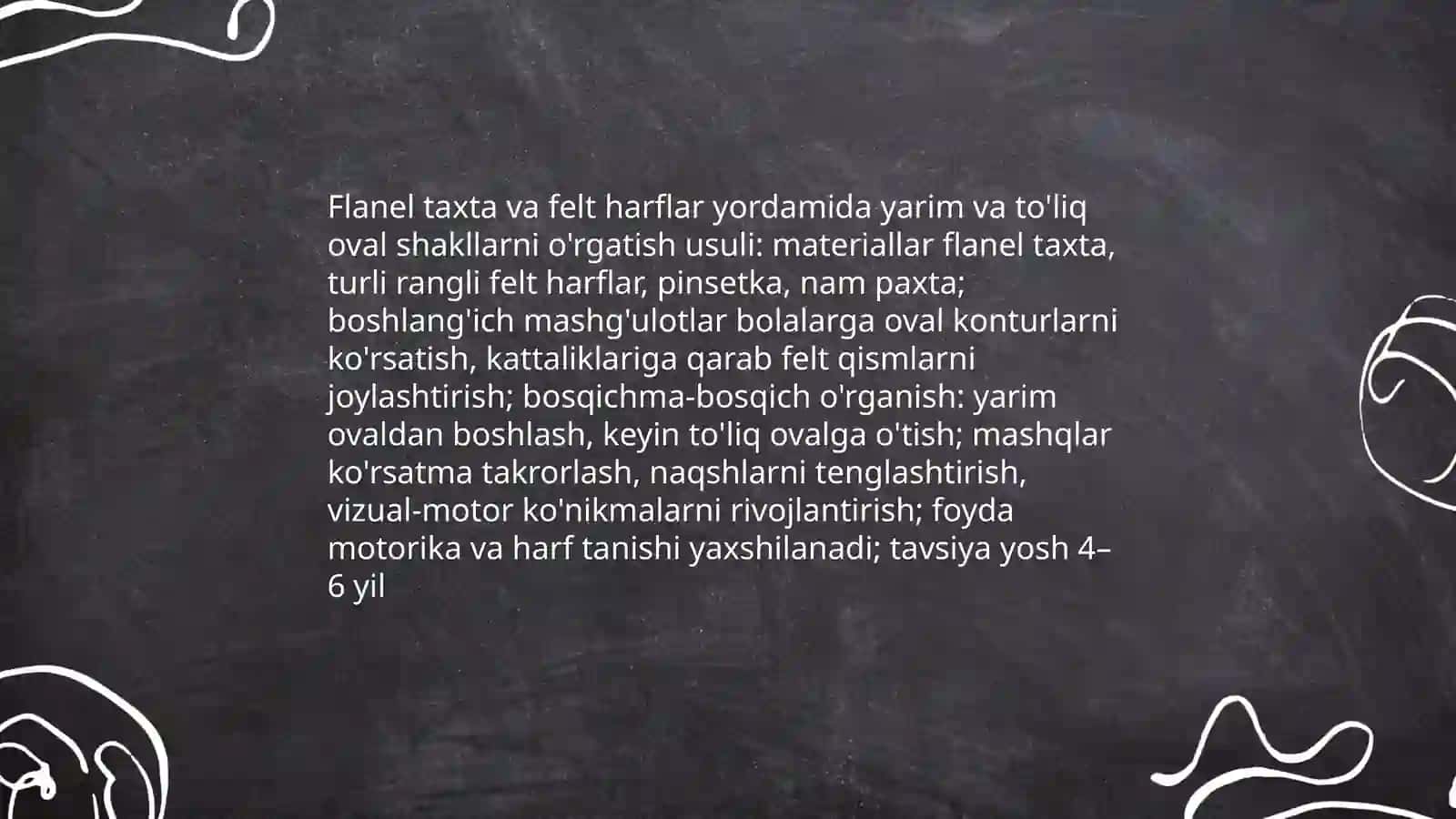Yarim oval va to'liq oval shaklli harflarni o'rgatishda ko'rgazmali qurollardan foydalanish 4