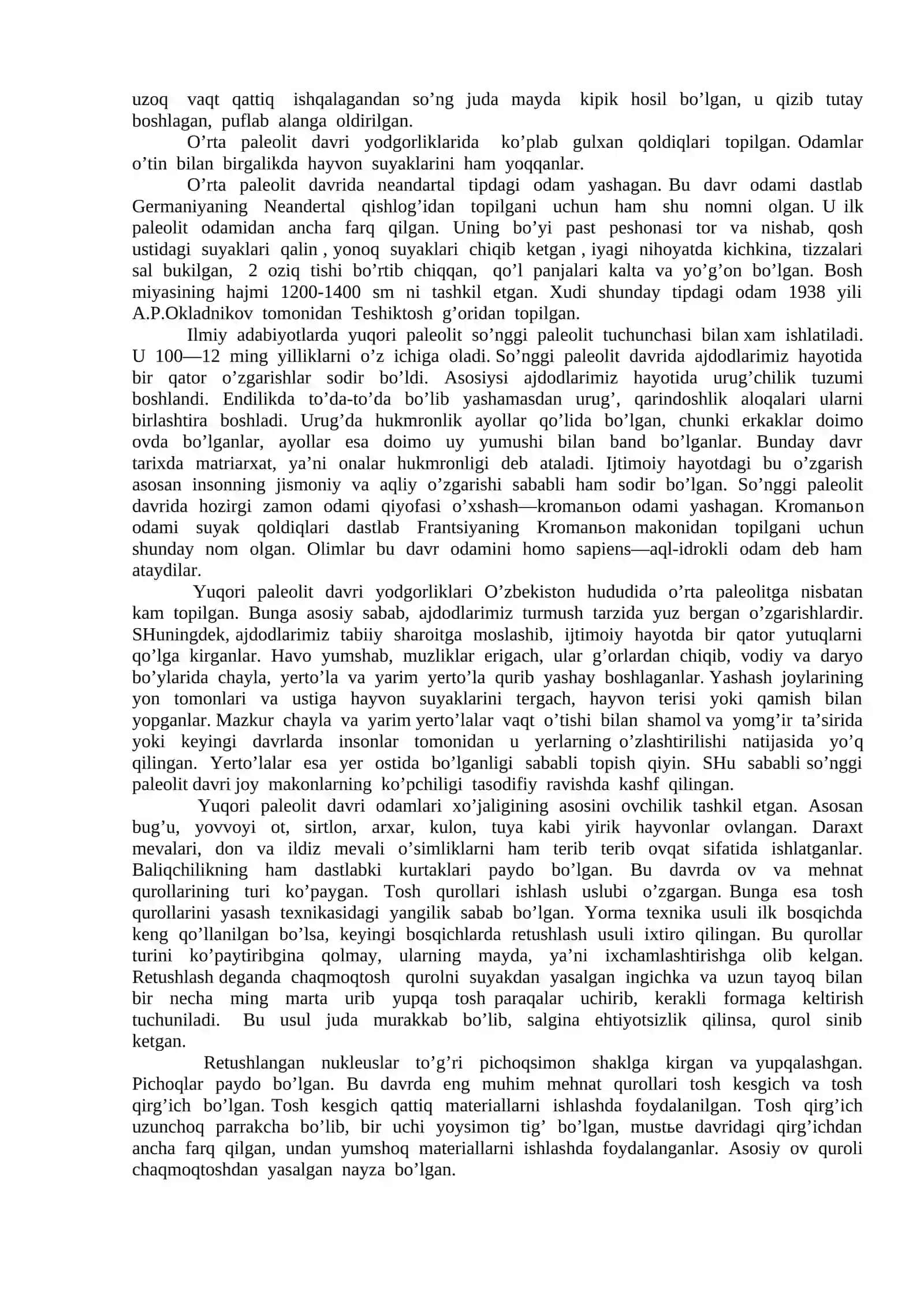 Paleolit davri xususiyatlari 4