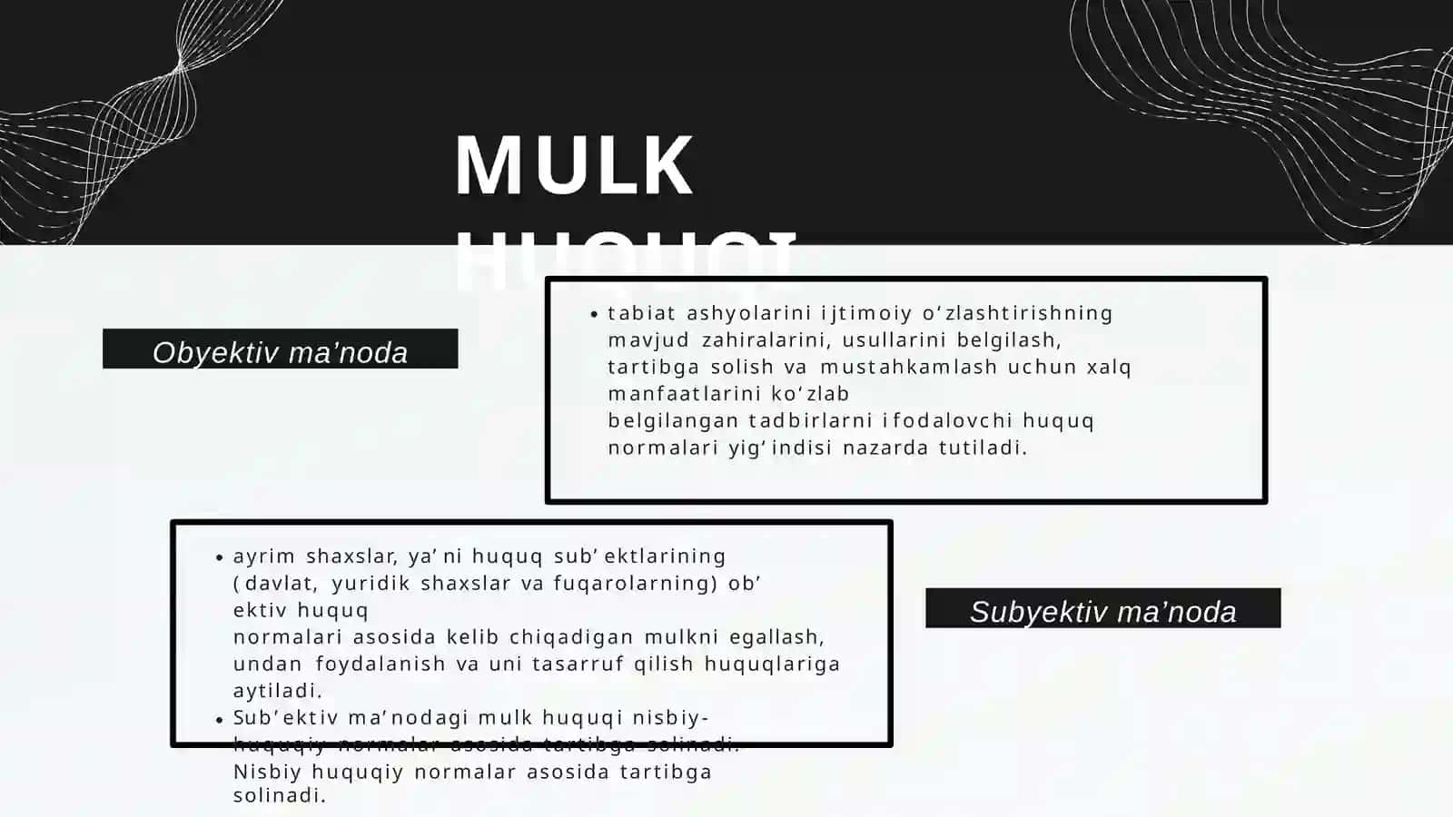 MULKVAMULKHUQUQI TUSHUNCHASIVATAMOYILLARI 4