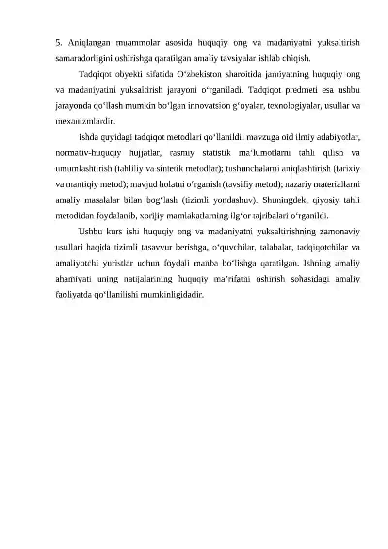 O‘ZBEKISTONDA HUQUQIY ONG VA HUQUQIY MADANIYATNI YUKSALTIRISHDA INNOVATSION G‘OYALAR 4